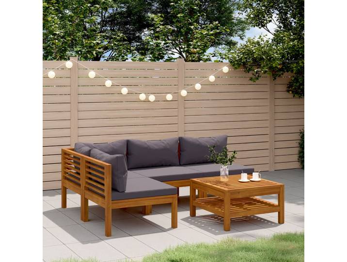 vidaXL 5-tlg. Garten-Lounge-Set mit Auflage Massivholz Akazie