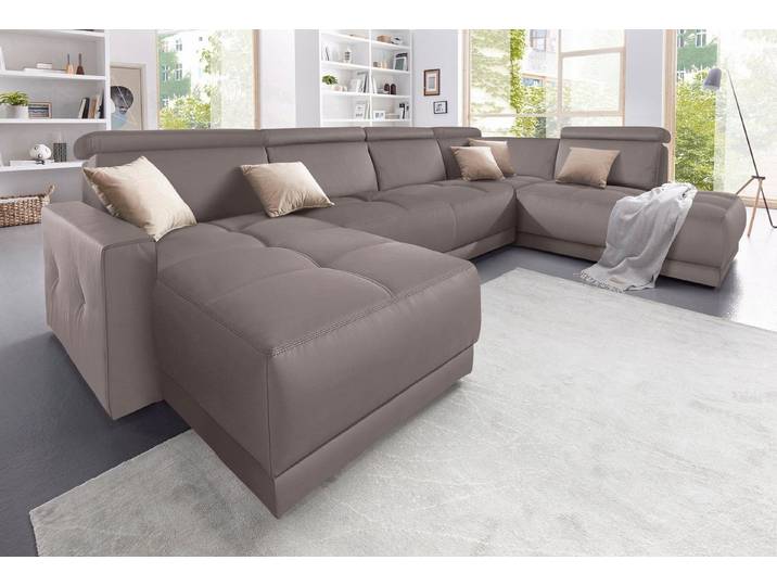 DOMO collection Wohnlandschaft Ava moderne Sitzheftung mit toller Doppelnaht, komfortabel, U-Form, mit Federkern, wahlweise mit Kopfteilverstellungen