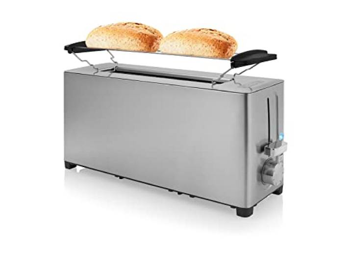 Princess 01.142401.01.001 Broodrooster Long Slot – 7 instelbare standen – 1050 Watt - RVS,Zilver