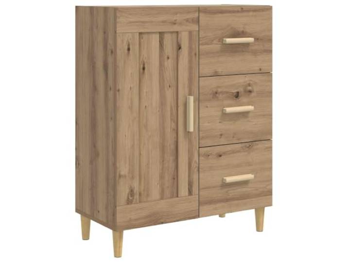 PUGYNBK Artisan Sideboard, Eiche, 69,5 x 34 x 90 cm, technisches Holz Wendbare Tür, 90-Grad-Scharniere, Ablagen zur Aufbewahrung, konische Beine, feuchtigkeitsbeständig