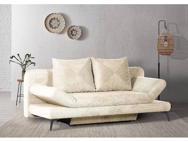 Schlafsofa Eyom Beige Cordstoff Calice 200 x 78 x 95cm