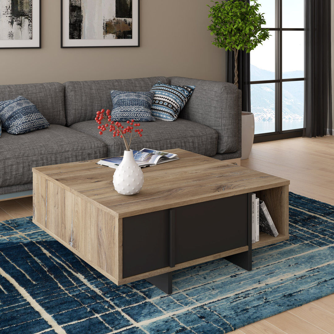 Latitude Run Bissonette Coffee Table with Storage Brown/Beige 40.8cm H X 100cm W X 100cm D