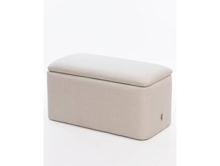 SIX Rechteckiger Polsterhocker mit Stauraum Sitzhocker Fußhocker Bouclé Stoff Beige Stabiler Hocker mit Aufbewahrung Bequemer Pouf für Wohnzimmer oder Schlafzimmer