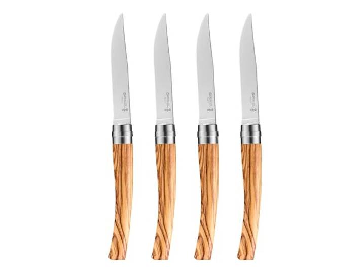 Opinel Table Chic Messer Set aus Olivenholz in der Farbe Braun, enthält 4 Messer, Klingenlänge: 10 cm, 254629, Holz