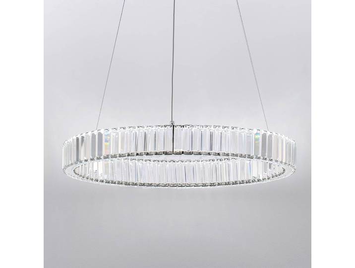 Suspension Aurelia type C Ø 60cm Argenté/Chrome Câble ABS, douille ABS, baldaquin aluminium, boîtier luminaire aluminium LED non-remplaçables