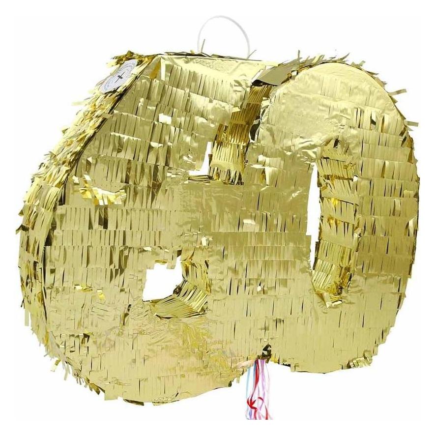 GoDan Piñata Nummer 60, Metallic, Goldfolie, 50x50cm (1 Stk.) (47996595)