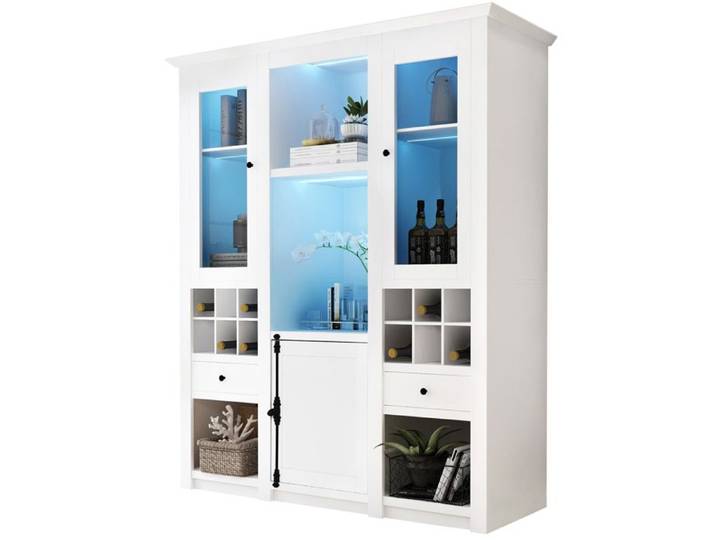 Vitrine LED blanche 7 couleurs meuble de rangement pour salon 3 pièces