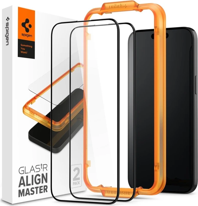 Spigen Glass tR AlignMaster 2 Pack FC Black iPhone 15 Pro Max, 2 Stk