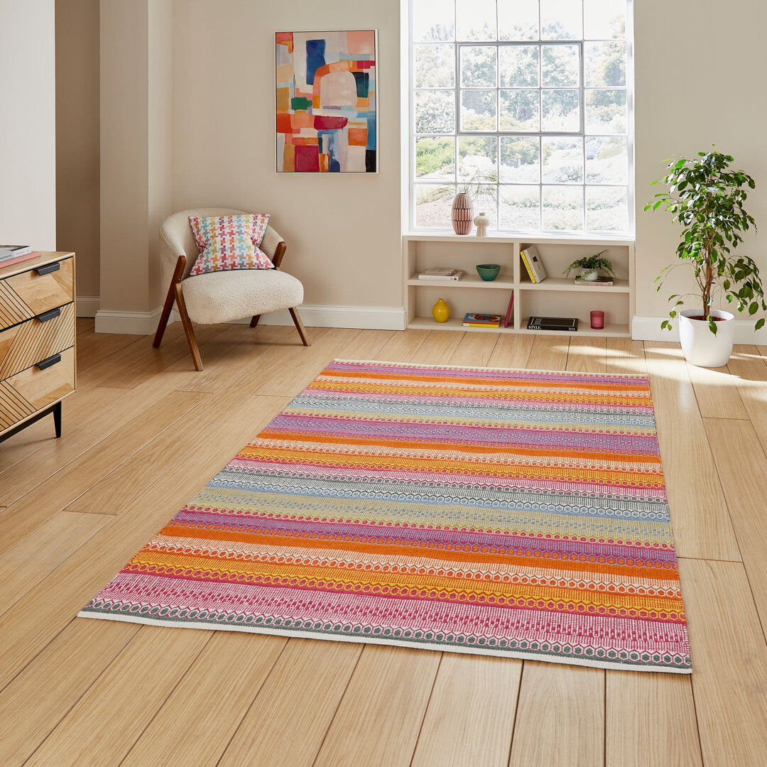 Natur Pur Cascade Hosteen Hand Loomed Area Rug Orange;Pink;Blue Rectangle 80 x 150cm