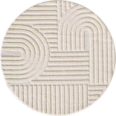 Teppich AYYILDIZ TEPPICHE "ART 1121, auch als Läufer und in Rund erhältlich", beige (creme), H:20mm Ø:160cm, Polypropylen, Teppiche, Teppich, Boho Design, 3D Optik, Struktur Hoch Tief, skandinavisch, Wohnzimmer