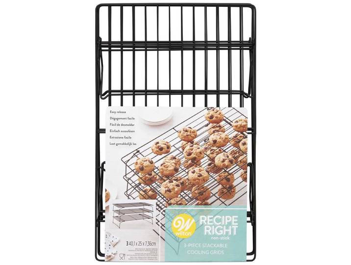 Wilton Recipe Right® Afkoelrooster Stapelbaar - Koelrooster - 3 Stuks - 40 x 25 cm