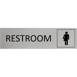 CombiCraft Aluminium Türschild Restroom Genderneutral 165x45mm mit 3M-Tape zur Befestigung, einfache Kennzeichnung von Räumen und Bereichen