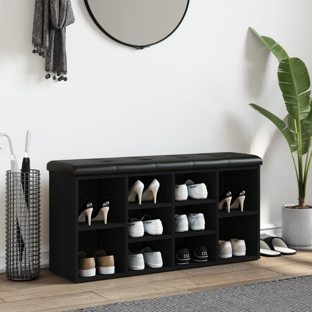 vidaXL Zapatero madera de ingeniería negro 102x32x50 cm Negro