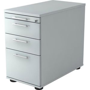 Hammerbacher Standcontainer H-Serie, lichtgrau, 3 Schübe & Hängeregister, abschließbar, Tiefe 80cm