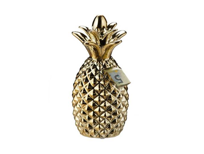 Relaxdays 4 x Spardose Ananas gold