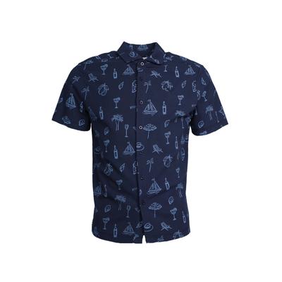 Kurzarmhemd KLEINIGKEIT "Kleinigkeit Travel Scott", Herren, Gr. M, US-Größen, blau (navy blau), 60% Baumwolle, 40% Polyester, unifarben, normal, Hemden