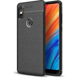 Screenguard Xiaomi Mi Mix 2S Hülle Leather Design TPU Cover (Xiaomi Mi Mix 2S), Smartphone Hülle, Schwarz