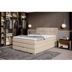 Boxspringbett Rita 140 x 200 cm Stoff Beige