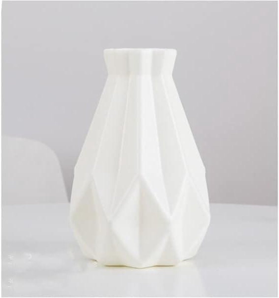 Decoratieve Bloemenmand Wit - Modern Design - Kunststof - Maat M