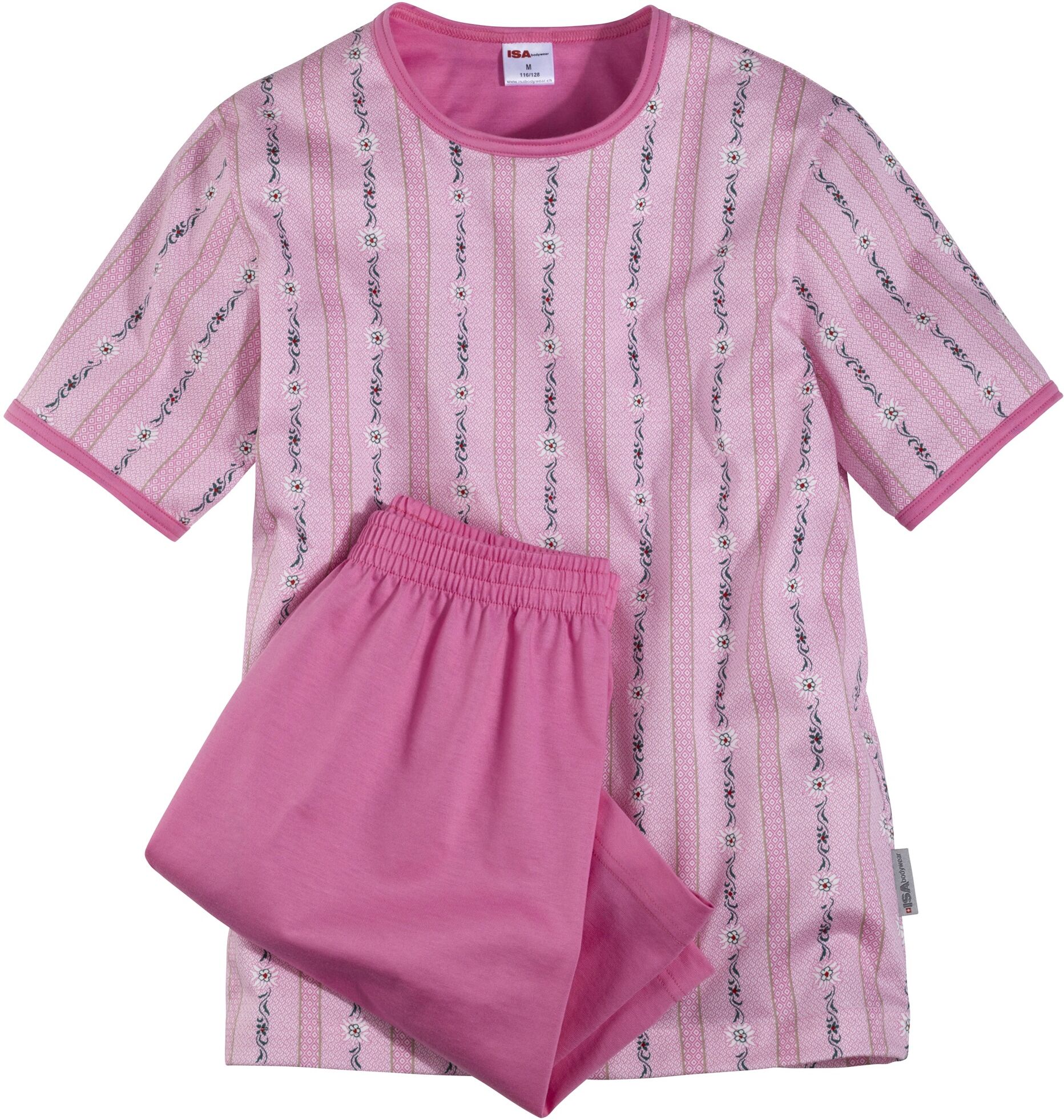Capri-Pyjama ISA BODYWEAR "Pyjama kurz", Herren, Gr. 140, pink, Obermaterial: 100% Baumwolle CO., Homewear-Sets Capri-Pyjama pink 140