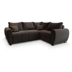 ECKSOFA MADISON L R-S Braun Dünner Stoff mit Schlaffunktion