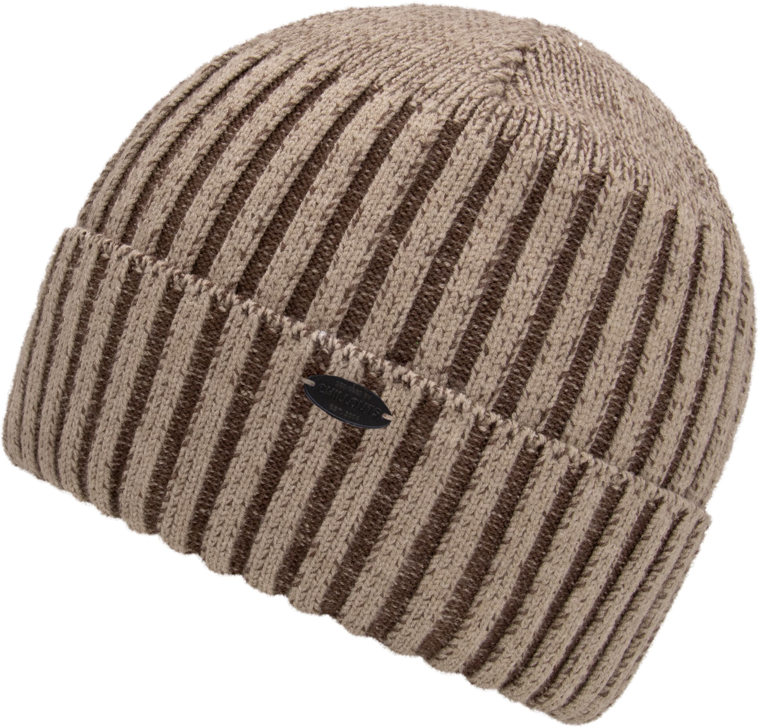 Beanie CHILLOUTS "Stan Hat", Herren, beige, Strick, Kunstfaser, meliert, unifarben, Mützen Beanie, mit robustem Strickmuster beige Einheitsgröße