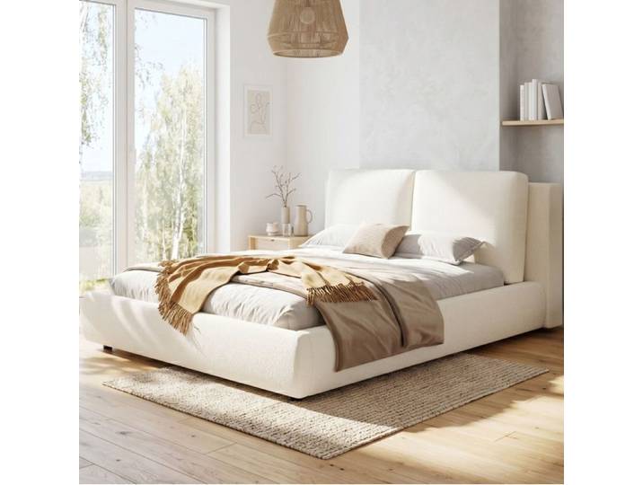 Lit coffre 160x200 cm beige VUENOR – rangement hydraulique sans matelas