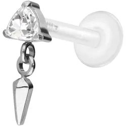 PTFE Labret mit Innengewinde + Titan-Aufsatz KRISTALLDREIECK + SPITZE