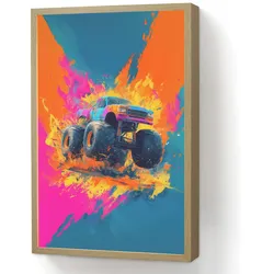 WANDLEUCHTE MIT AKKU Monstertruck - Abstrakt - Farbspritzer - Farbenfroh Beleuchtung 40x60 cm Wandlampe