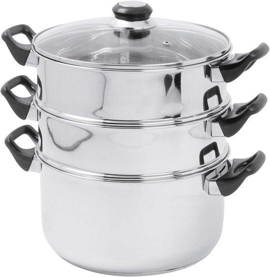 CREALYS Stoompan voor gezond koken, roestvrij staal, 24 cm, Zilver