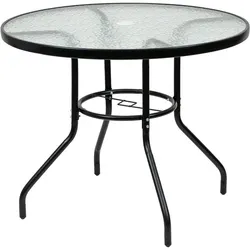 Ordino Gartentisch aus Glas mit Metallgestell schwarz