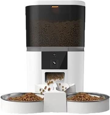 Inspired Living SmartView 4L Automatic Cat Feeder With Camera & Dual Feeding Bowls 4l 2 Bowl White