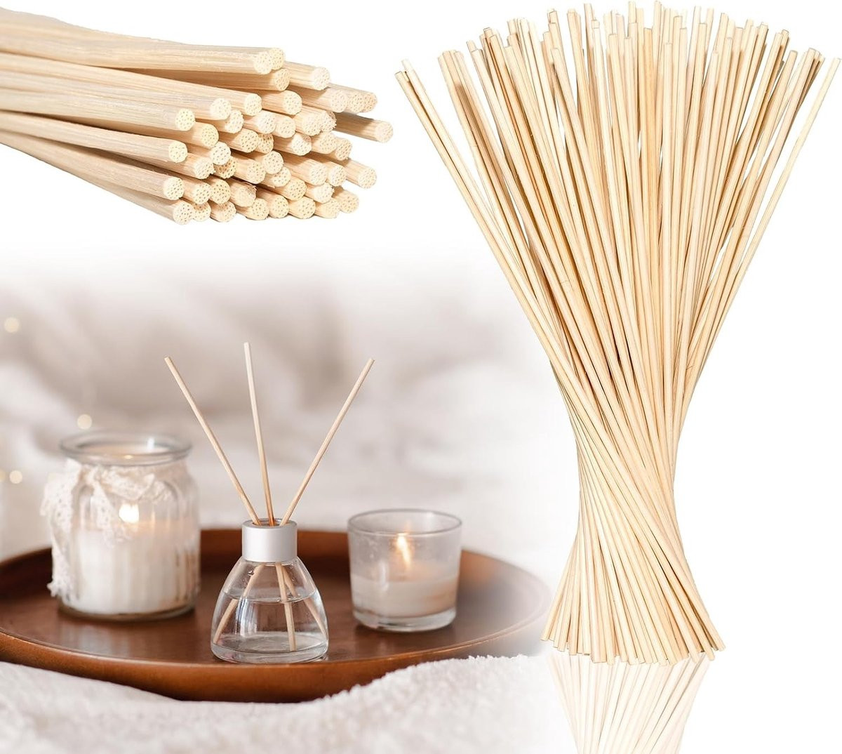 120 stuks houten geurstaafjes van 25 cm x 3 mm voor aromatherapie en diffusers