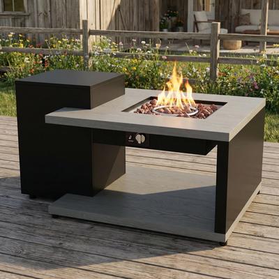 FUFU&GAGA 50,000 BTU Propane Fire Pit Table with Hidden Tank Storage, Outdoor Gas Fire Table with Zinc-Aluminum Top, Patio Fire Table
