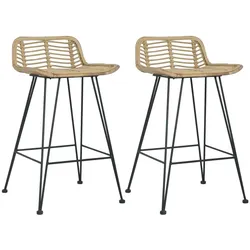 vidaXL Barhocker 2 Stk. Rattan Natur