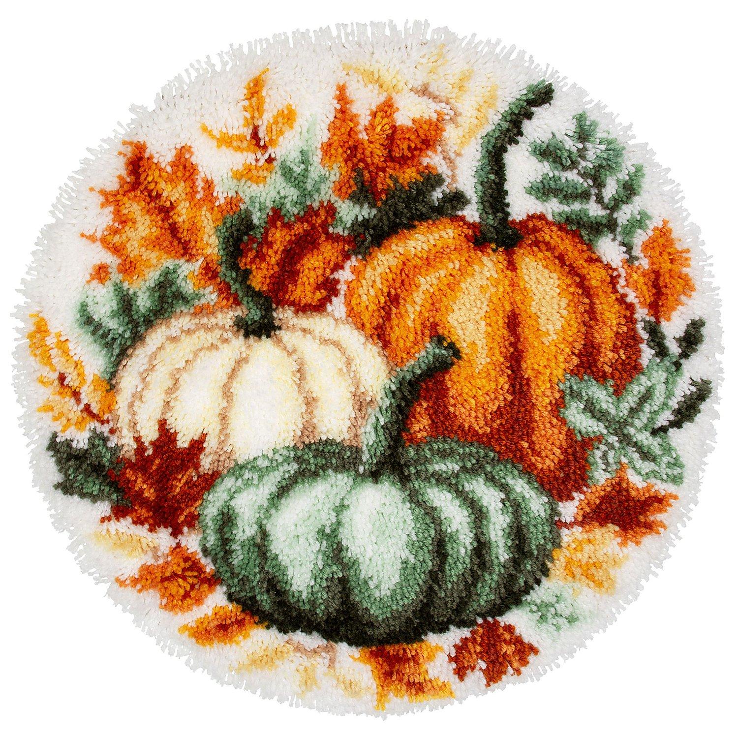 Knüpf-Formteppich "Kürbis", Ø 55 cm