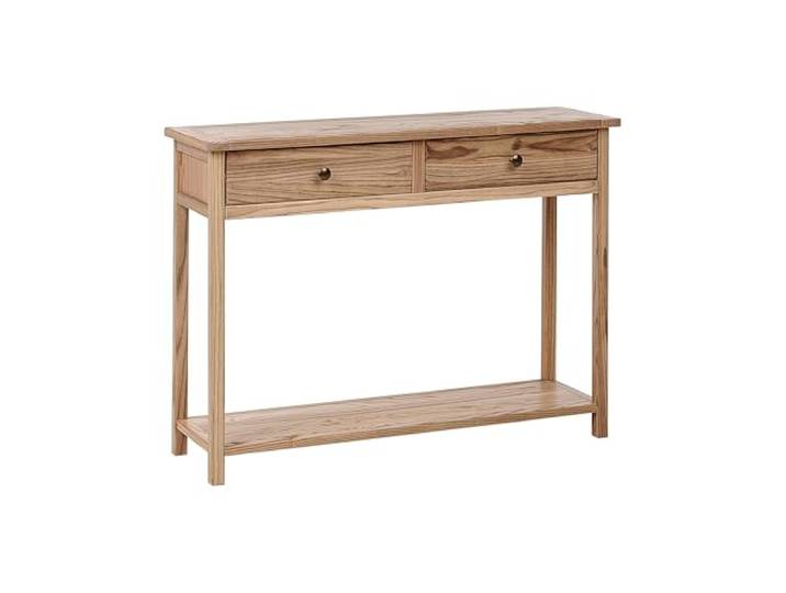 Beliani Konsolentisch Braun Sassafrasholz 2 Schubladen Heller Holzfarbton Holz, Rustikal, Gebürstet, 100 x 31 x 74 cm