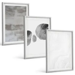 BILDER SET 3er Set - 40x60 cm Silberner Rahmen - Abstrakte moderne Strukturen
