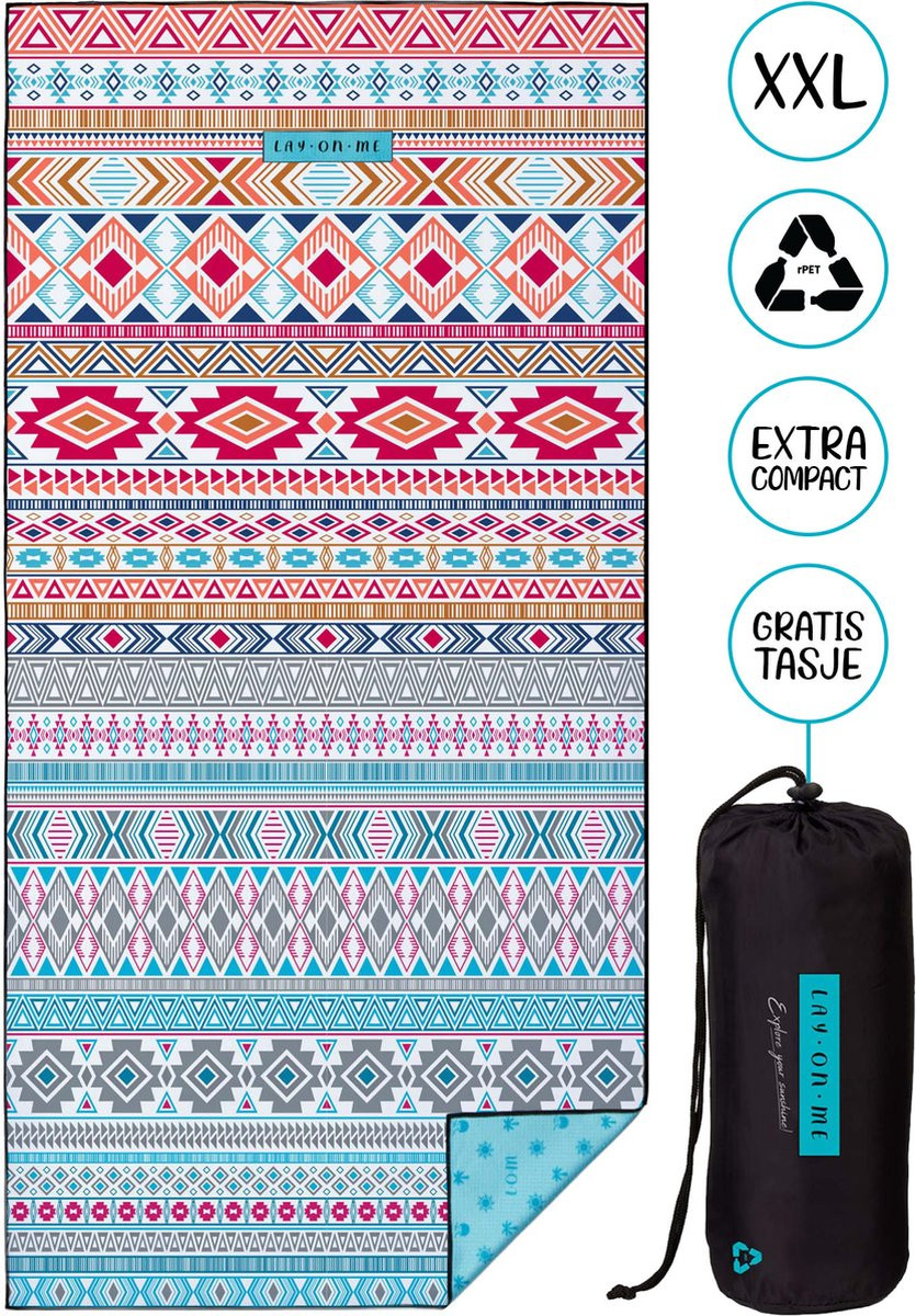 LAY ON ME Aztec Dreams Strandlaken 100 x 200 cm - Microvezel - Zandvrij en Sneldrogend