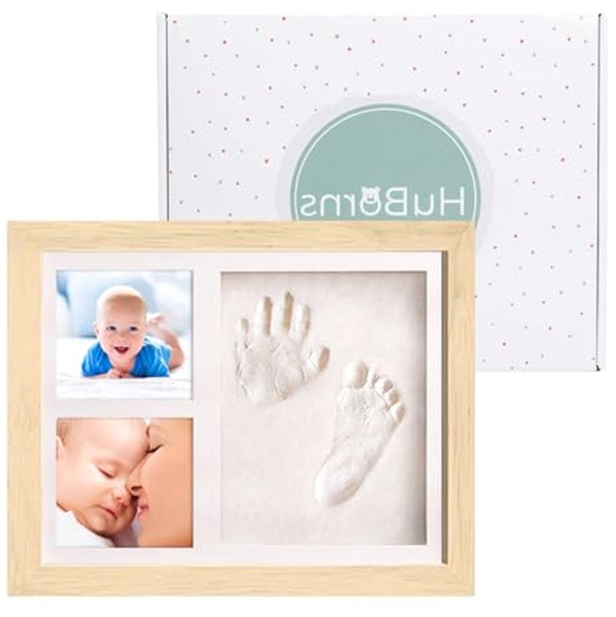 Baby Hand en Voetafdruk Herinneringslijst met Luchtdrogende Klei - Houtkleur - 28 cm