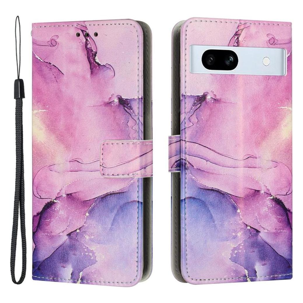 Cover-Discount Google Pixel 7a - Leder Hülle Marble violett (Google Pixel 7a) (660140516B)