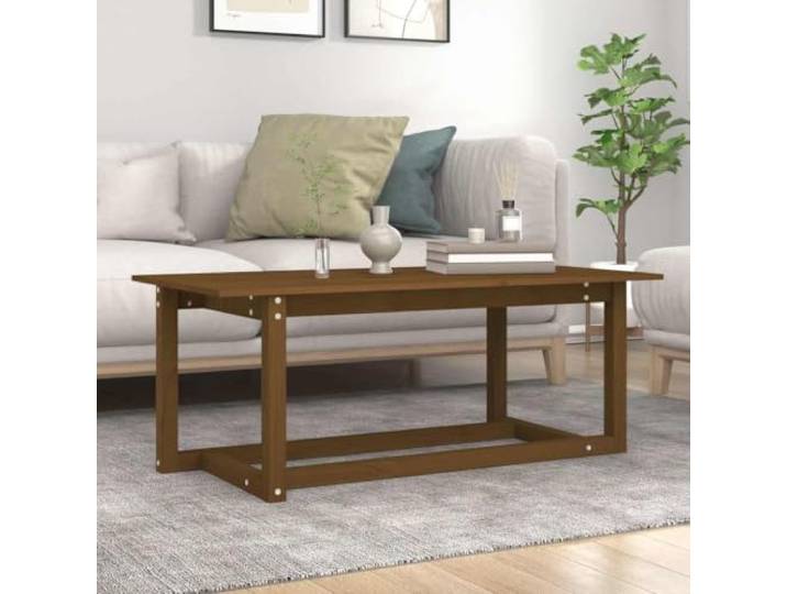 HEFZGDB Massivholz Couchtisch Kiefer Honigbraun 110x55x45 cm mit Stabiler Tischplatte und rustikalem Look für Wohnzimmer und Dekoration
