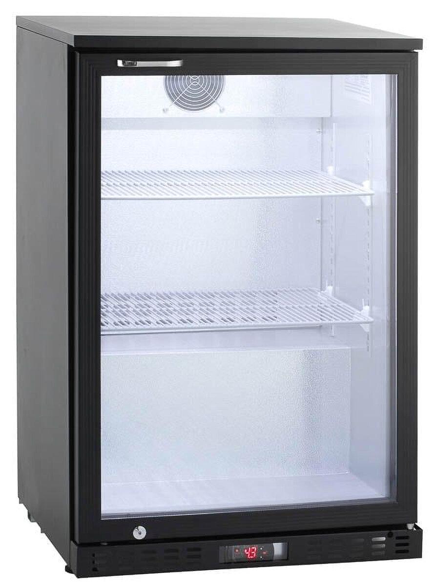 GastroHero Barkühlschrank ECO 130 schwarz 138 Liter Getränkekühlschrank unterbaufähig LED Umluftkühlung Glastür