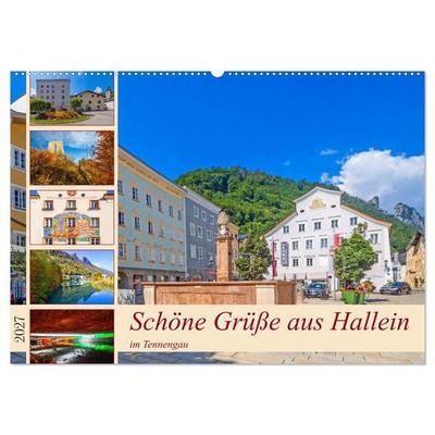 Schöne Grüße aus Hallein (Wandkalender 2027 DIN A2 quer), CALVENDO Monatskalender