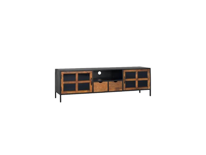 Design Lowboard „Berhampur“ 2-türig, 180 x 56 cm Mangoholz Natural, Schwarz Giner & Colomer