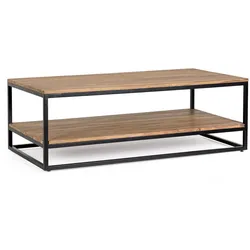 Couchtisch Nartan aus Sheesham-Holz, modernes Design, Metallgestell schwarz, rechteckig, natur, 118x60 cm