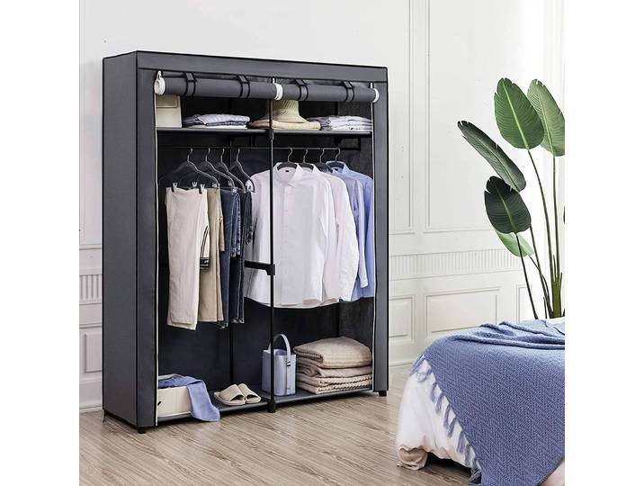 Stoffschrank Branville I 140 x 174 x 43cm Grau/Grau