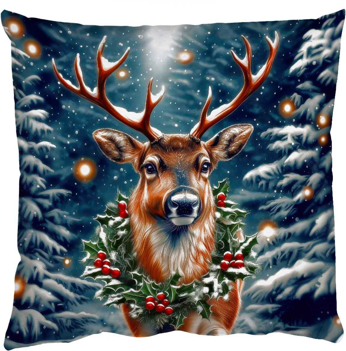 Sierkussen Kerst Magie Bos Kleurrijk 60x60 cm