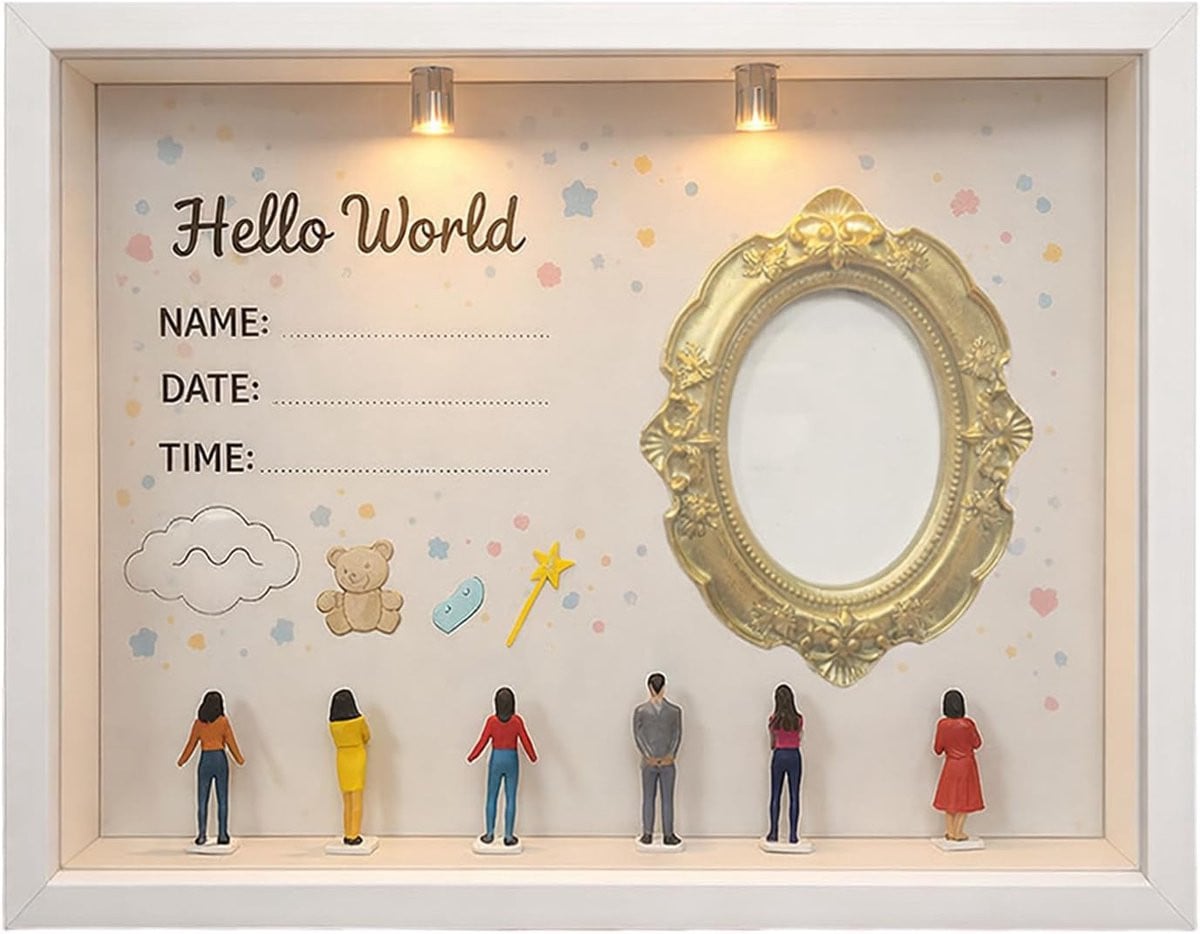 Mini Museum Foto Lijst met Verlichting voor DIY Decoratie, H 26,7 x B 21,7 x D 3,7 cm
