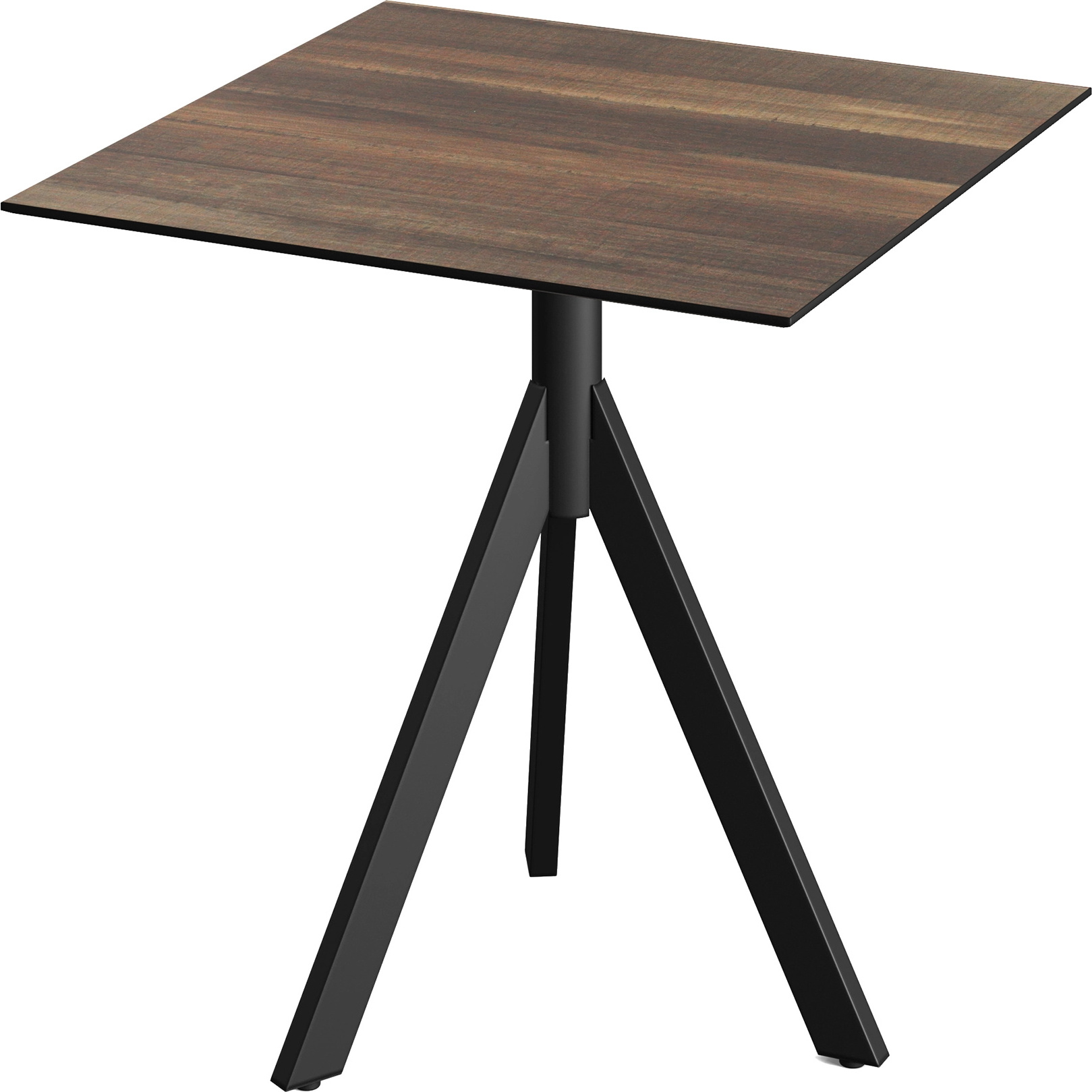 Infinity Tripod Terrassentisch Schwarz frame + Tropical Wood HPL 70x70 cm